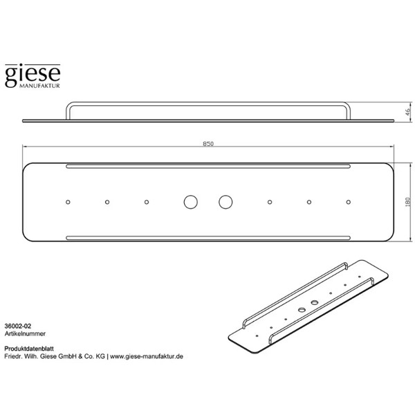 Giese Flatbord Wannenbrücke weiß mit Reling verchromt