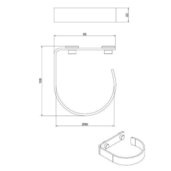 Giese Föhnhalter schwarz matt Montage mit Öffnung links/rechts möglich
