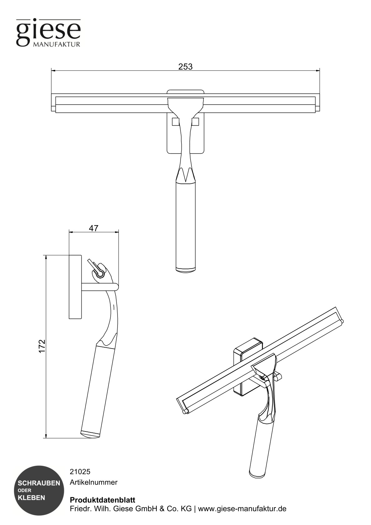 Giese Haken mit Wischer schwarz matt