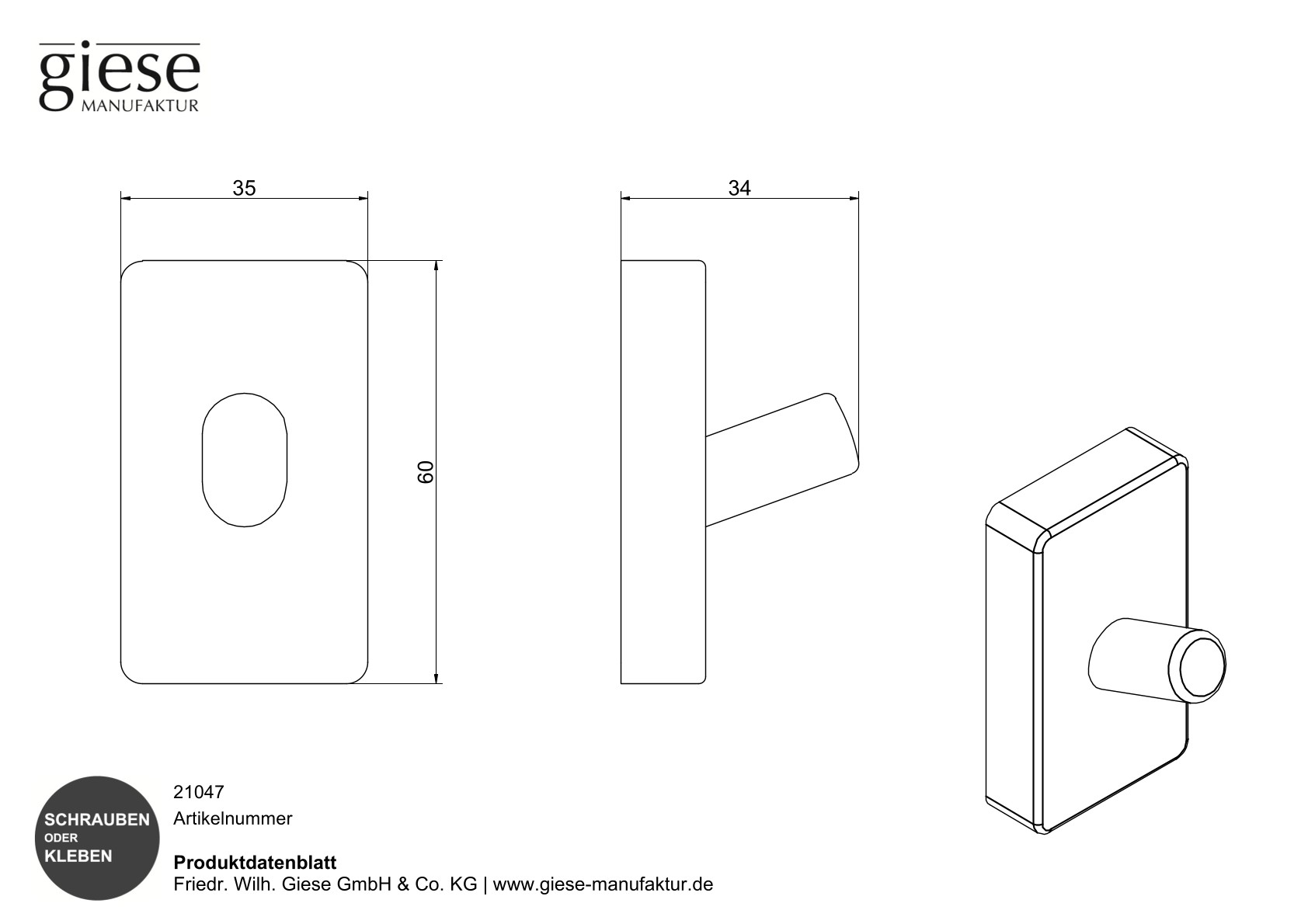 Giese Haken schwarz matt