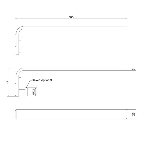 Giese Handtuchhalter mit Haken schwarz matt Montage in vier Positionen L: 300 mm