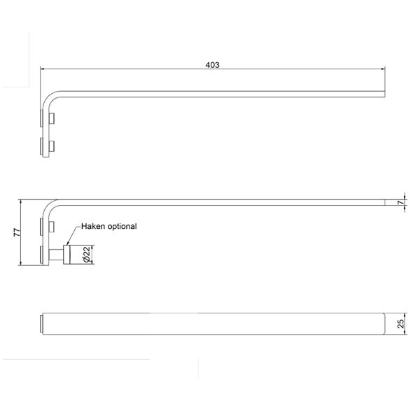 Giese Handtuchhalter mit Haken schwarz matt Montage in vier Positionen L: 400 mm