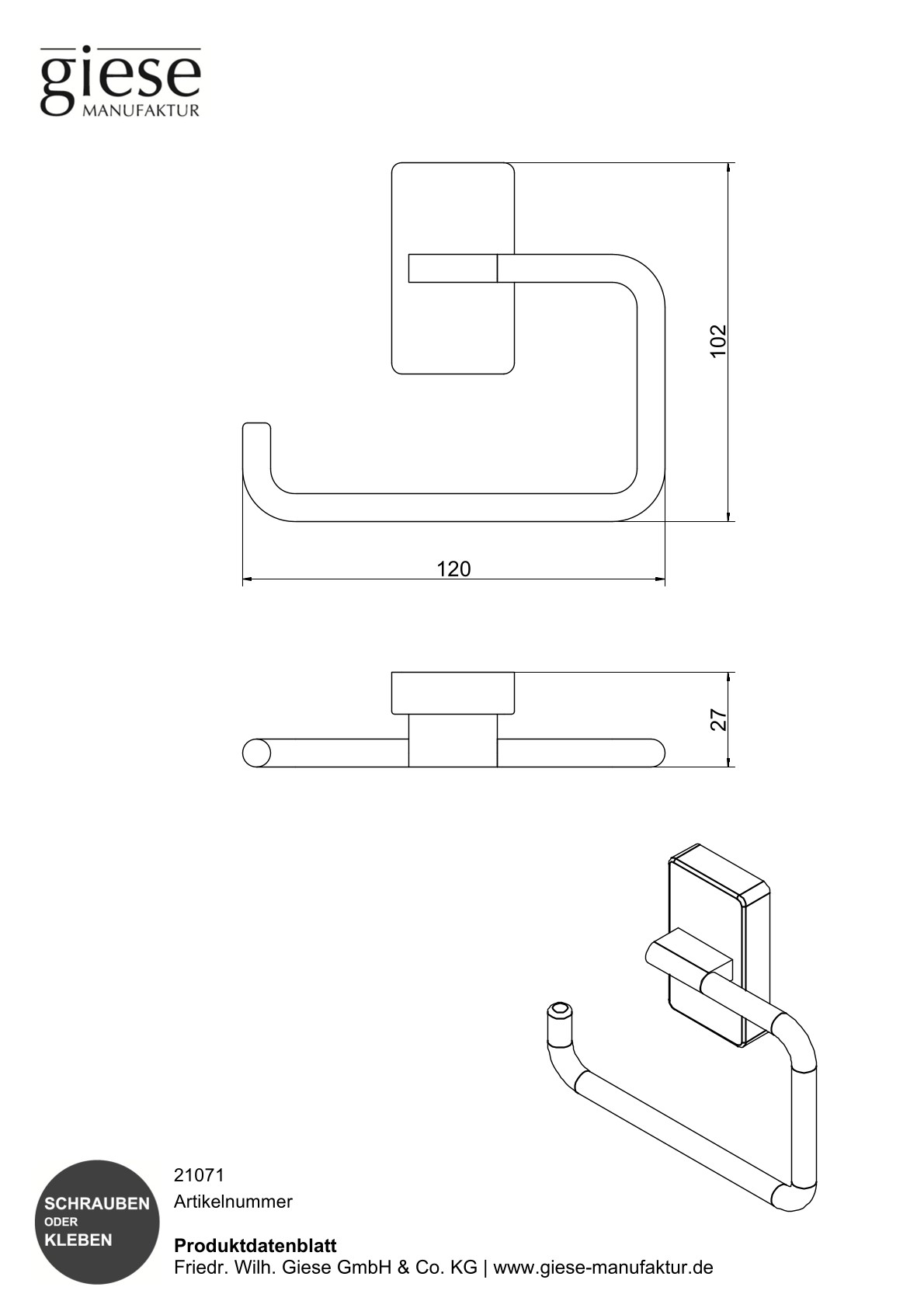 Giese Papierhalter Öffnung links