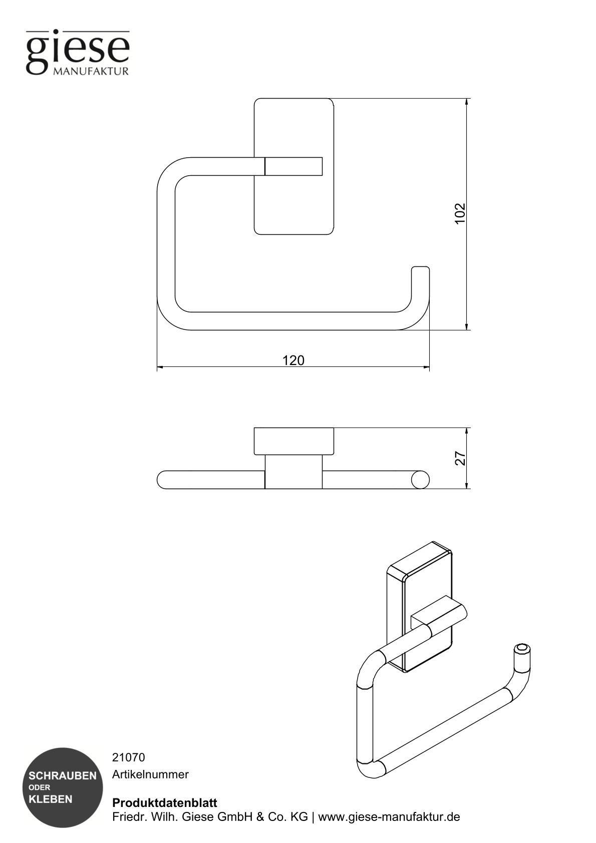 Giese Papierhalter Öffnung rechts