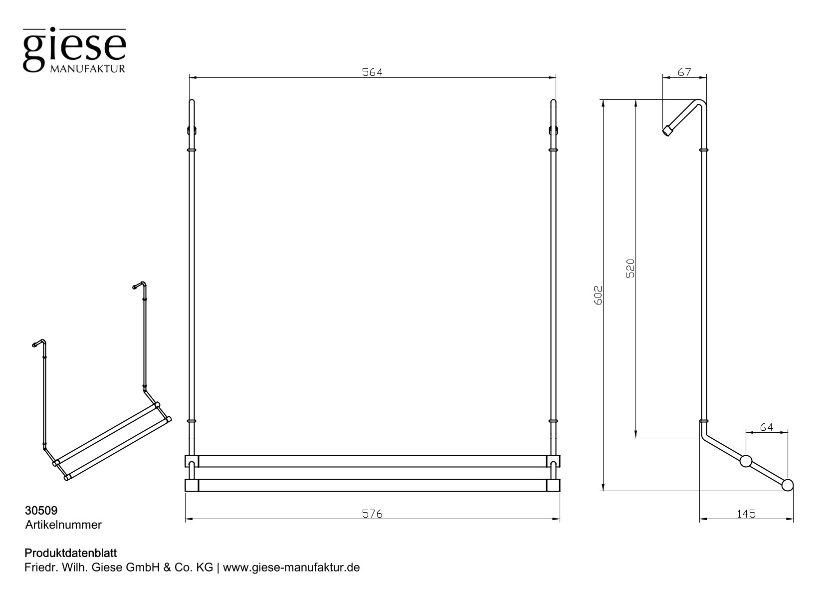 Giese Server Duschwandmodell schwarz matt