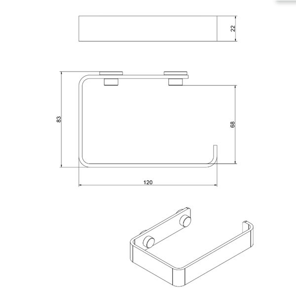 Giese Tono Papierhalter schwarz matt mit Öffnung links/rechts möglich