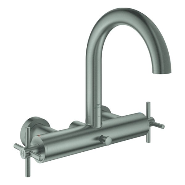 GROHE 2-Griff-Wannenbatt. Atrio 25268 Wandmontage Kreuz-Griff supersteel