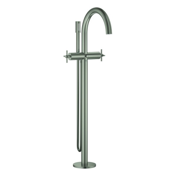GROHE 2-Griff-Wannenbatt. Atrio 25272 FMS Bodenmontage Kreuz-Griff satin steel