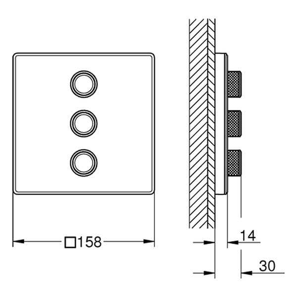 GROHE 3-fach Unterputzventil Grohtherm SmartControl 29158 eckig FMS moon white