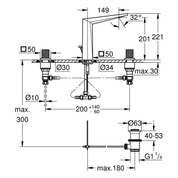 GROHE 3-L-WT-Batt. Allure Bril. PC 20667 Trapezbetätigung Rändel hard graph. geb.
