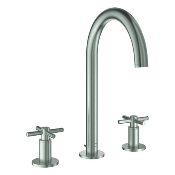 GROHE 3-Loch-WT-Batterie Atrio 20643 Rohrauslauf Kreuz-Griff supersteel