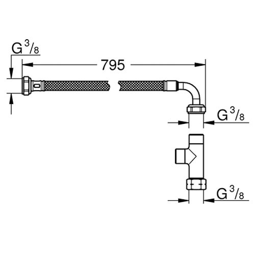 GROHE Anschluss-Set 14074 für Dusch-WC Aufsatz Bau Keramik chrom