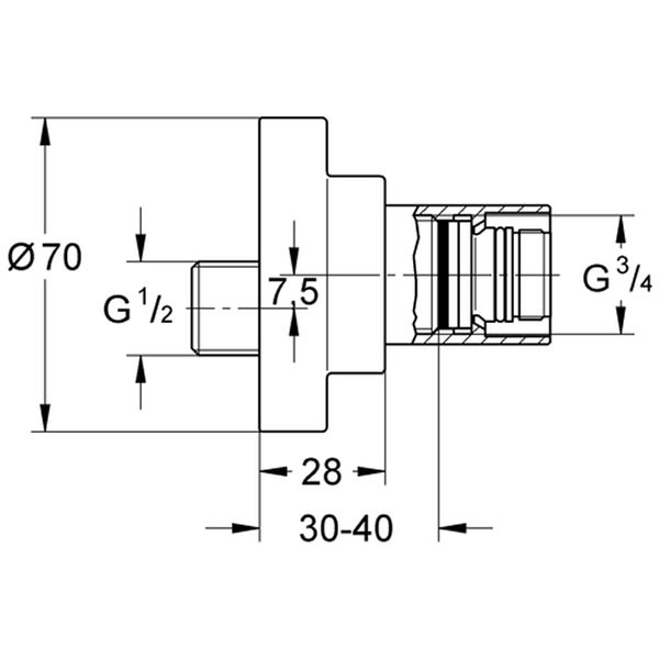 GROHE Anschlussverschraubung Atrio 45631 für Wannen-/Brausebatterie AP chrom