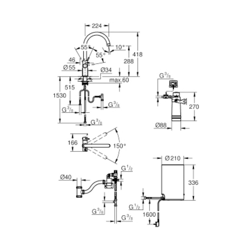 GROHE Armatur und Boiler Red Duo 30083 M-Size C-Auslauf chrom