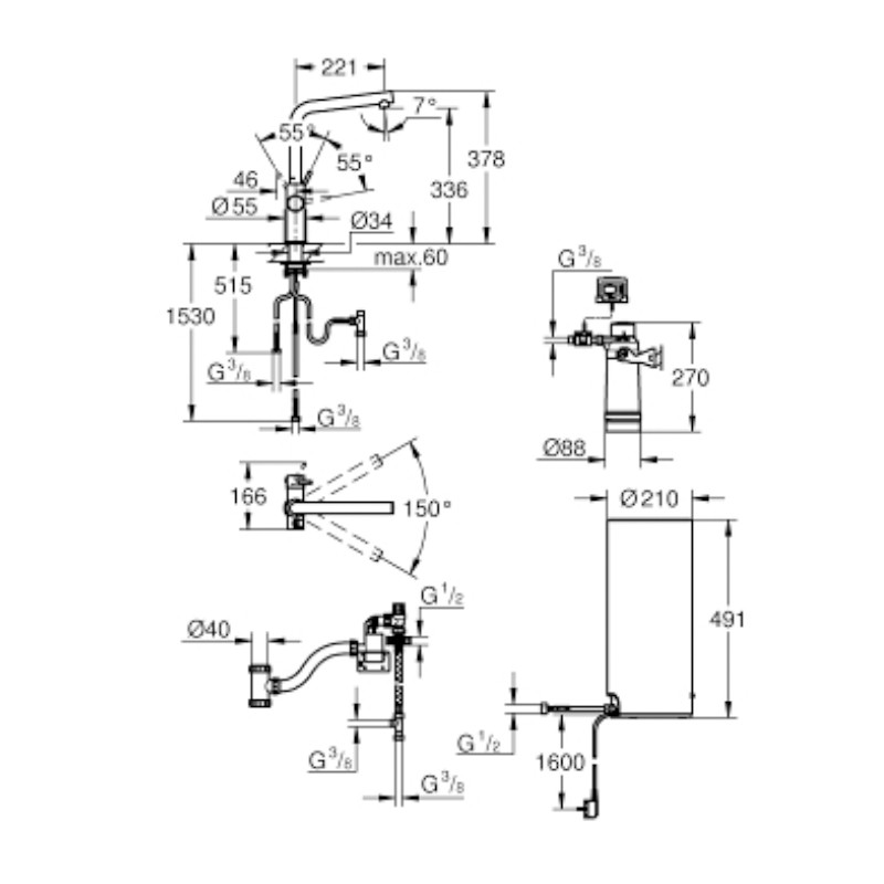 GROHE Armatur und Boiler Red Duo 30325 L-Size L-Auslauf chrom