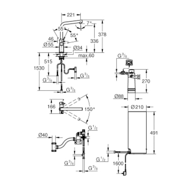 GROHE Armatur und Boiler Red Duo 30325 L-Size L-Auslauf supersteel