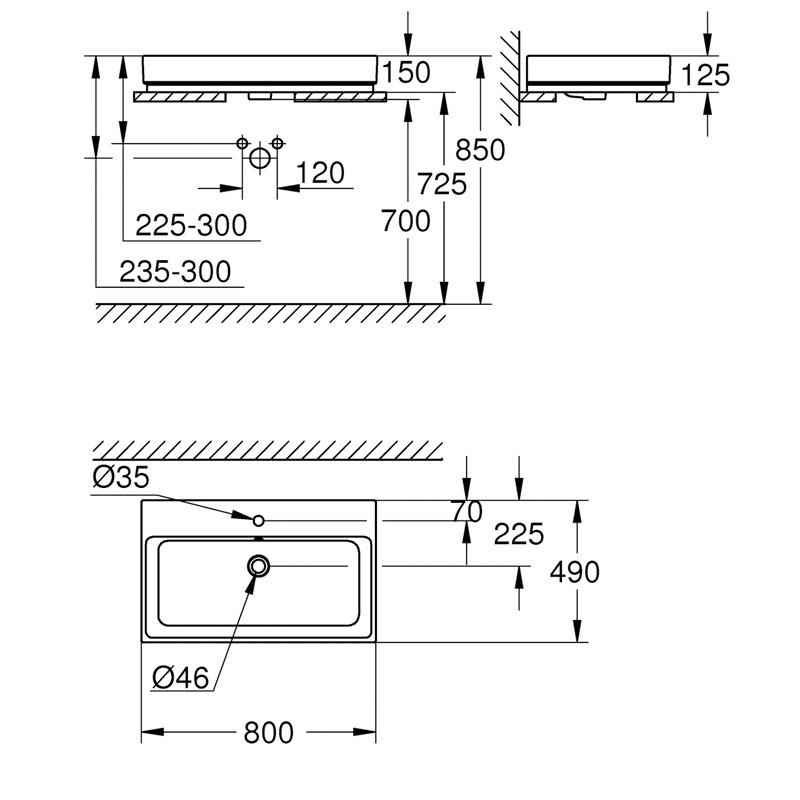 GROHE Aufsatz-WT Cube Keramik 39476 80cm PureGuard alpinweiß