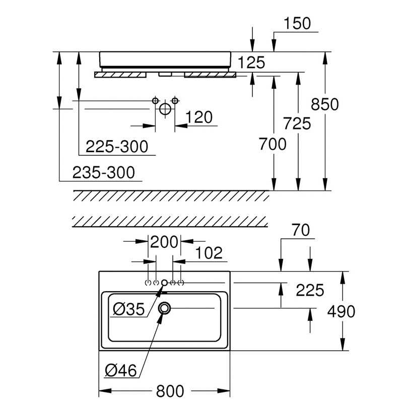 GROHE Aufsatz-WT Cube Keramik 39476 80cm PureGuard alpinweiß