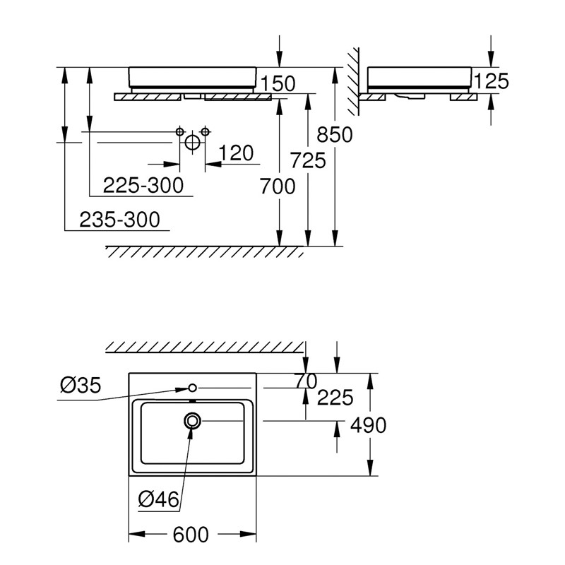 GROHE Aufsatz-WT Cube Keramik 39477 60cm PureGuard alpinweiß