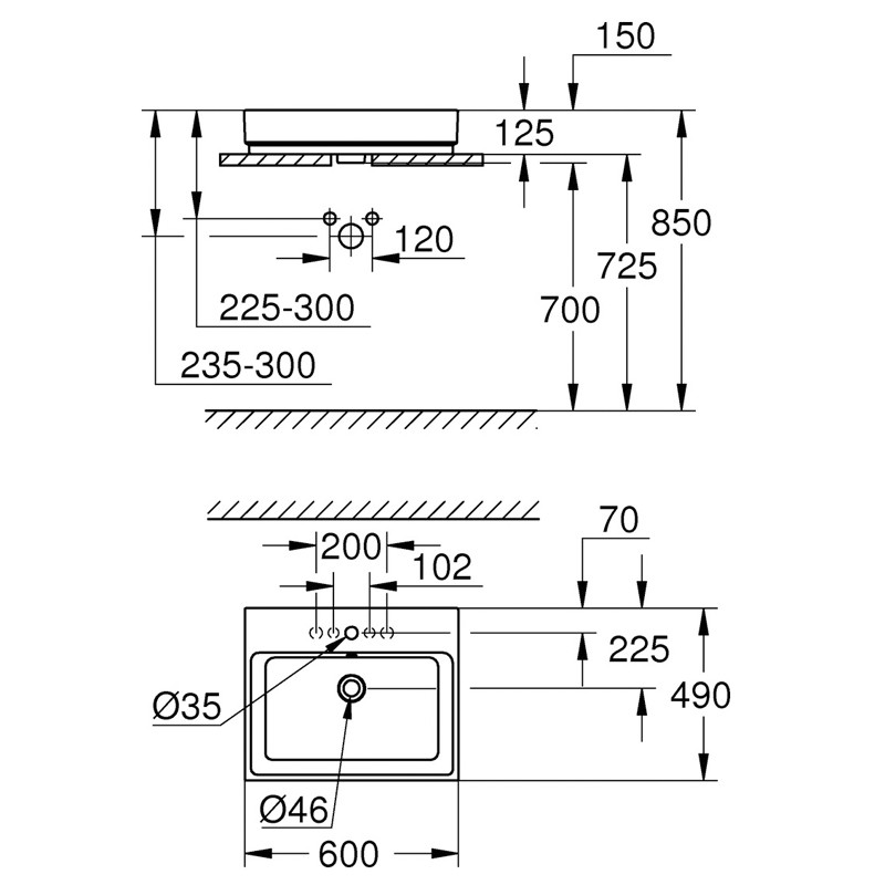 GROHE Aufsatz-WT Cube Keramik 39477 60cm PureGuard alpinweiß