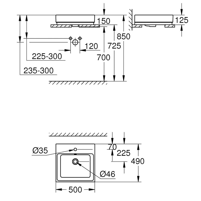 GROHE Aufsatz-WT Cube Keramik 39478 50cm PureGuard alpinweiß