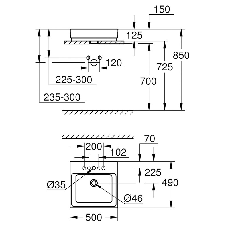GROHE Aufsatz-WT Cube Keramik 39478 50cm PureGuard alpinweiß