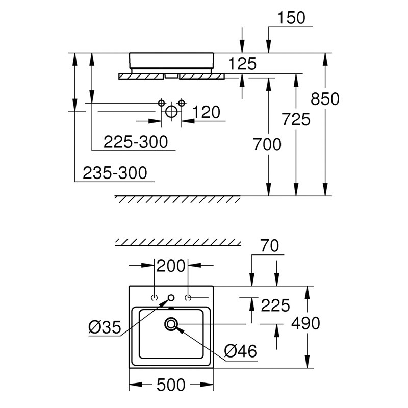 GROHE Aufsatz-WT Cube Keramik 39478 50cm PureGuard alpinweiß