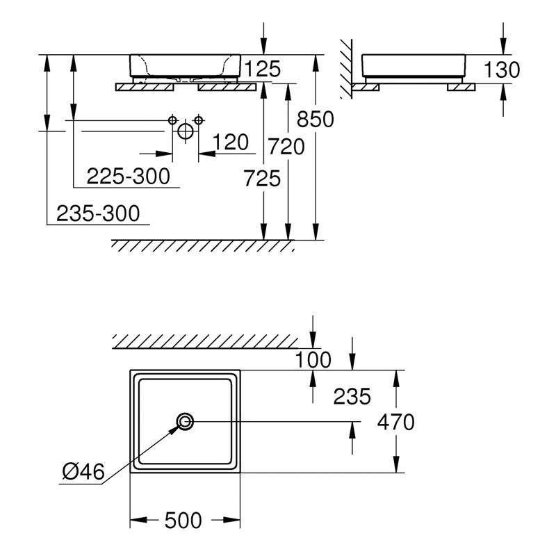 GROHE Aufsatzschale Cube Keramik 39481 50cm PureGuard alpinweiß
