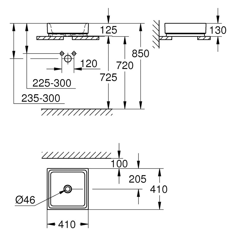 GROHE Aufsatzschale Cube Keramik 39482 40cm PureGuard alpinweiß