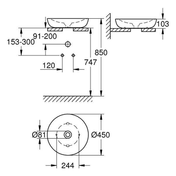 GROHE Aufsatzschale Essence Keramik 39609 450x450 mm PureGuard alpinweiß