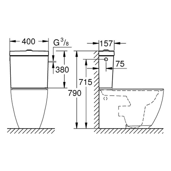 GROHE Aufsatzspülkasten Essence Keramik 39578 Anschluss seitlich alpinweiß