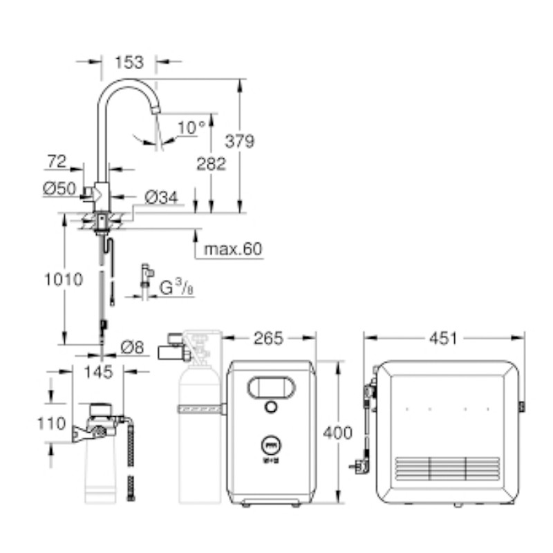 GROHE Blue Professional Mono StarterKit 31302 C-Auslauf Bluetooth/WIFI chrom