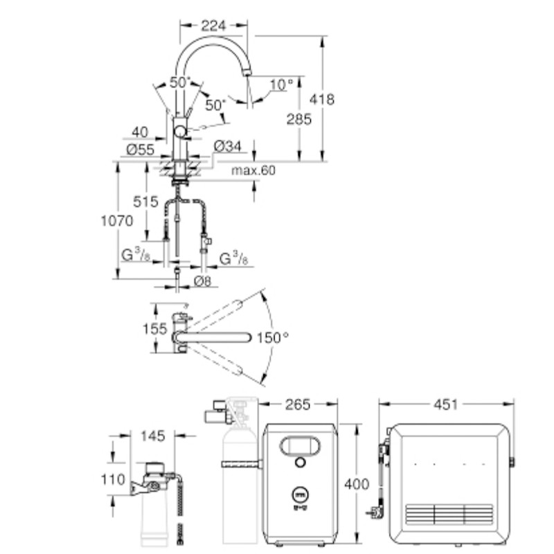 GROHE Blue Professional StarterKit 31323 C-Auslauf Bluetooth/WIFI chrom