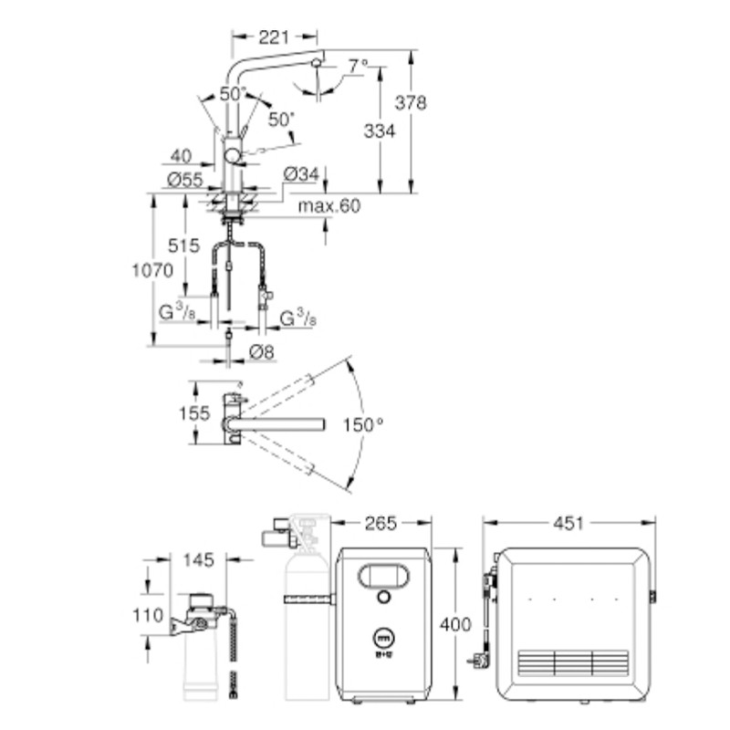 GROHE Blue Professional StarterKit 31347 L-Auslauf Bluetooth/WIFI supersteel