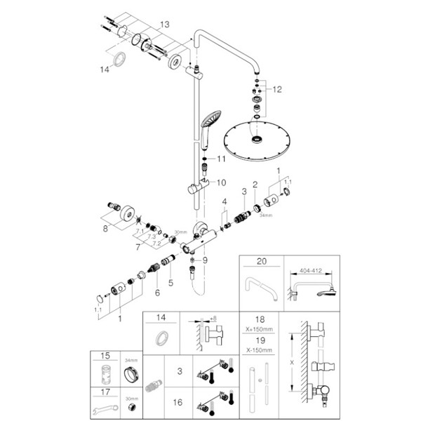 GROHE Duschsystem Euphoria XXL 310 26075 mit THM hard graphite gebürstet