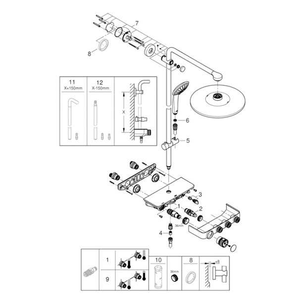 GROHE Duschsystem Euphoria SmartControl 310 Duo 26507 mit THM hard graphite geb.