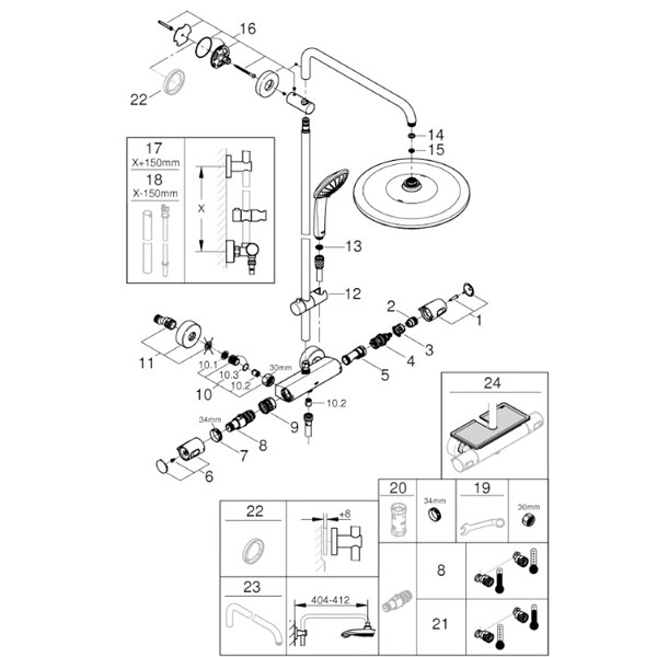 GROHE Duschsystem Euphoria 310 26075_1 Wandmontage THM CoolTouch chrom