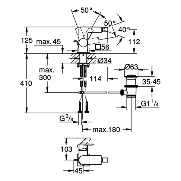 GROHE EH-Bidetbatterie Allure 24160_1 satin graphite