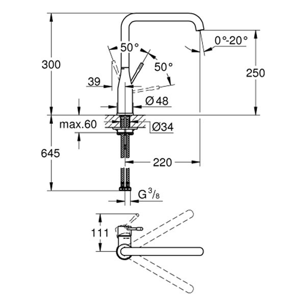 GROHE EH-Spültischbatterie Essence 30505 hoher Auslauf supersteel