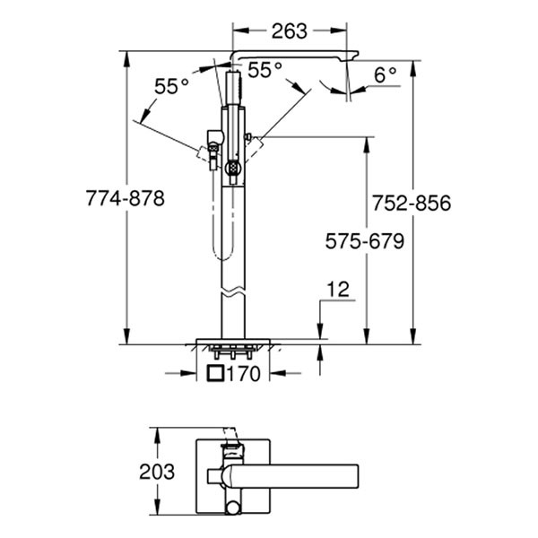 GROHE EH-Wannenbatterie Allure 25222_1 Bodenmontage FMS cool sunrise