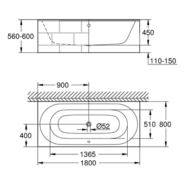 GROHE Einbau-Badewanne Essence 39617 alpinweiß