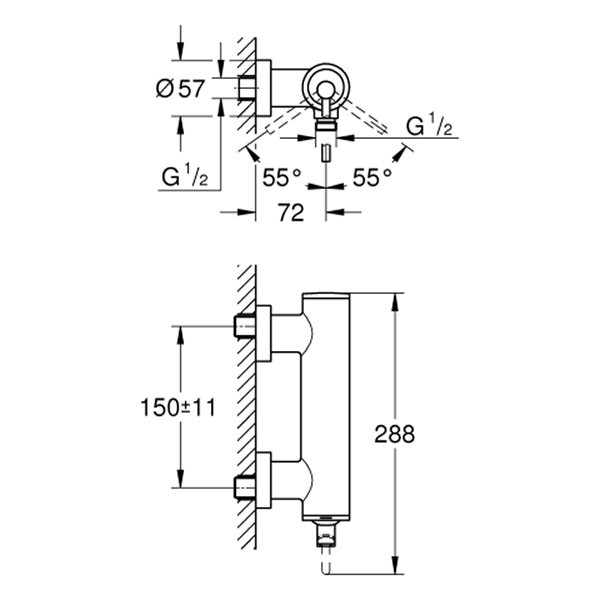 GROHE Einhand-Brausebatterie Atrio 24366 Wandmontage hard graphite geb.