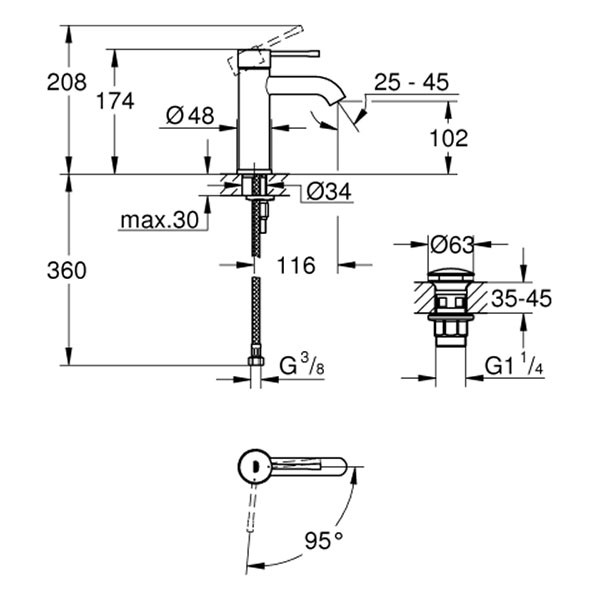 GROHE EH-WT-Batterie Essence 24179_1 Push-open-Ablaufgarnitur S-Size chrom
