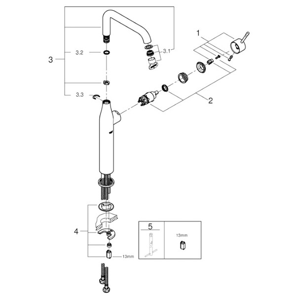GROHE EH-WT-Batterie Essence 24170_1 für freistehende Waschschüsseln chrom