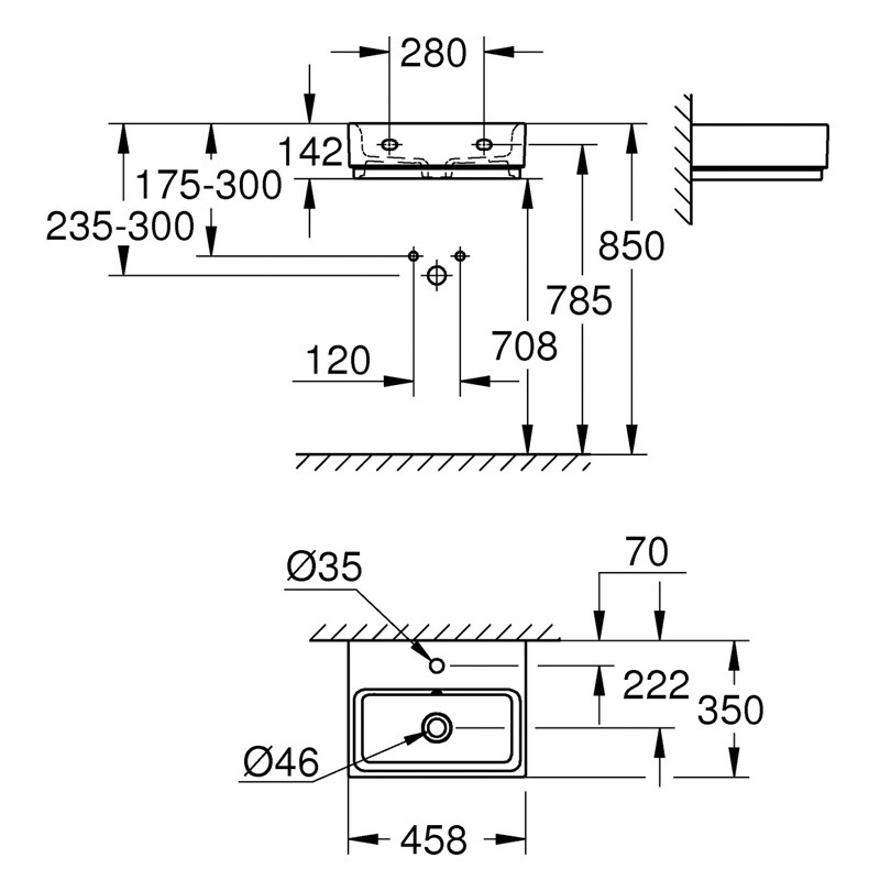 GROHE Handwaschbecken Cube Keramik 39483 45cm PureGuard alpinweiß