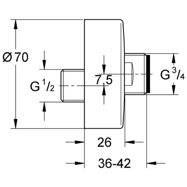 GROHE S-Anschluss 12662 für Essence Wanne-/Brausebatterie Aufputz