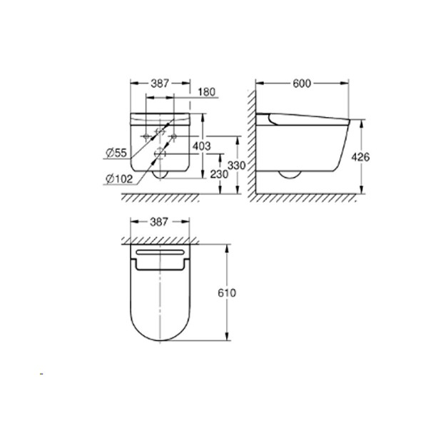 GROHE Sensia Pro Dusch-WC, Komplettanlage für Unterputzspülkästen, weiß