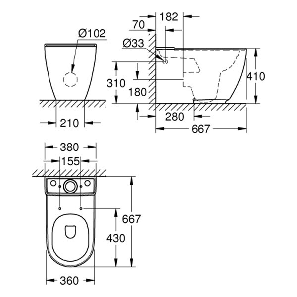 GROHE Stand-Tiefspül-WC Essence Keramik 39572 PureGuard Abgang univ. alpinweiß