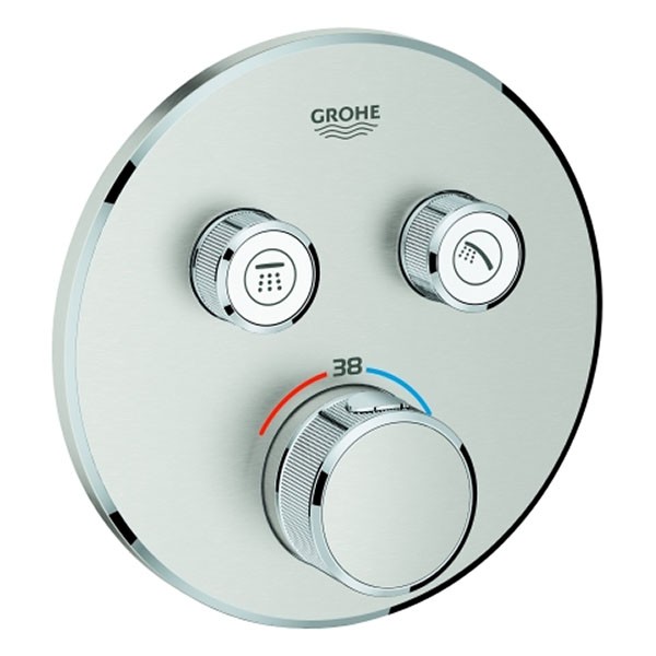 GROHE Thermostat Grohtherm SmartControl 29119 rund FMS 2 Absperrvent. supersteel
