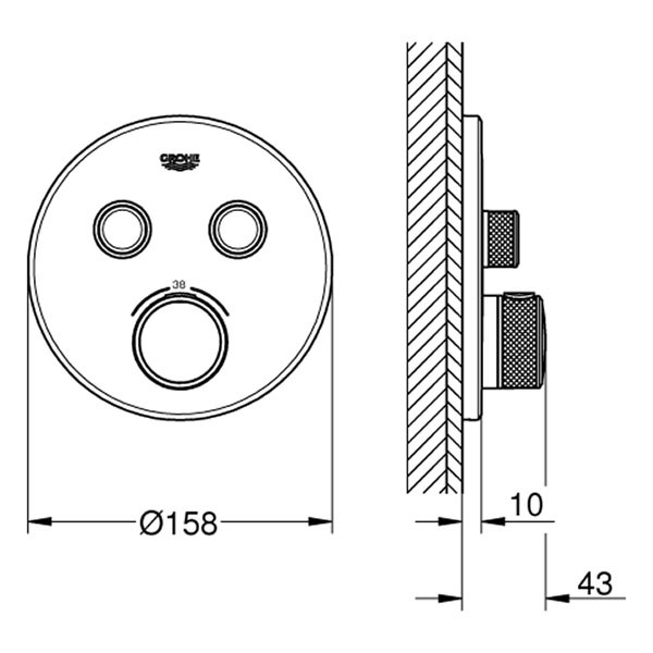 GROHE Thermostat Grohtherm SmartControl 29507 2 ASV FMS für 35604 phantom black